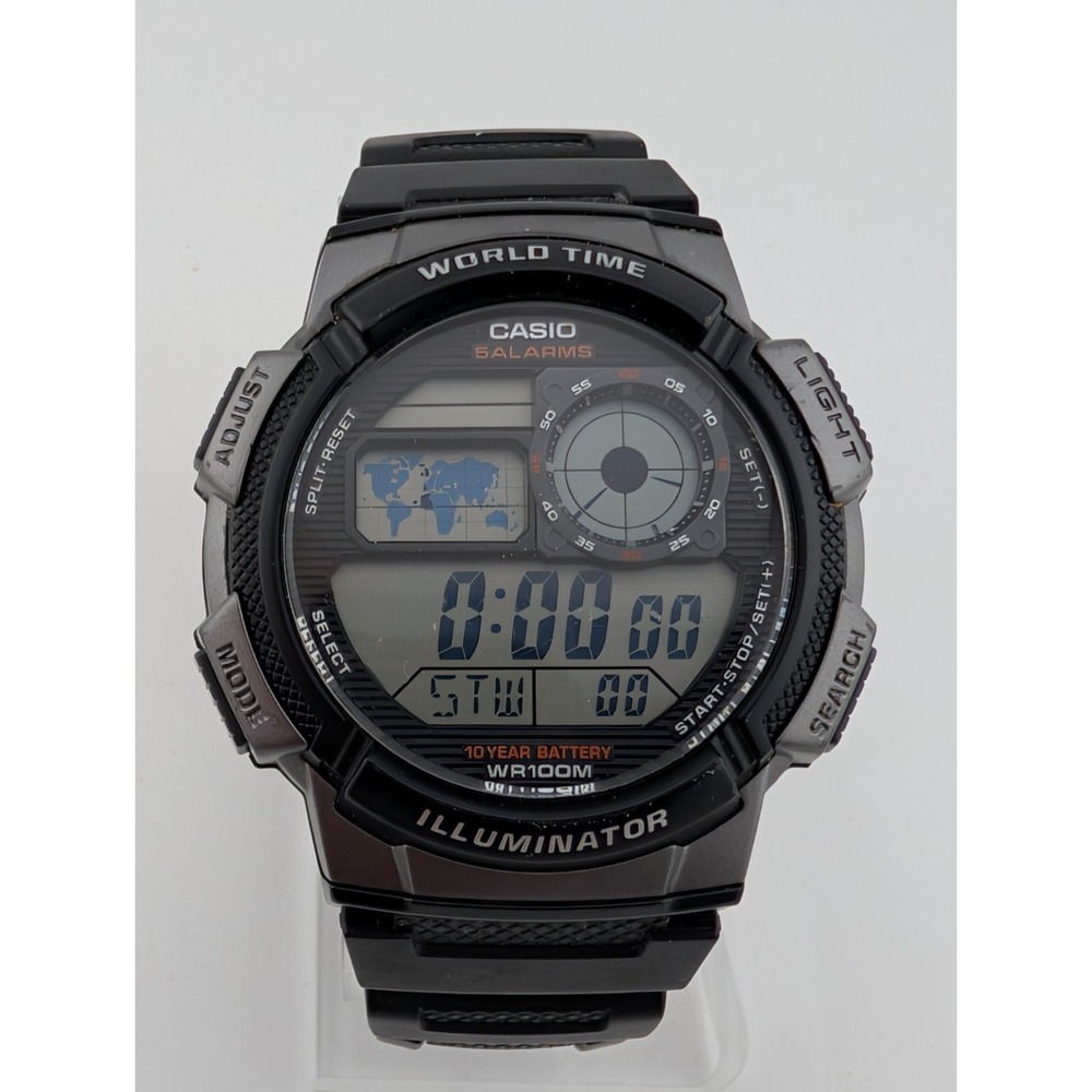 Casio Illuminator AE-1000W Sport 5 Alarms Resin Quartz Digital Watch New Battery